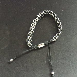 NOGU Chain Link Adjustable Silver Black Bracelet 3/8"